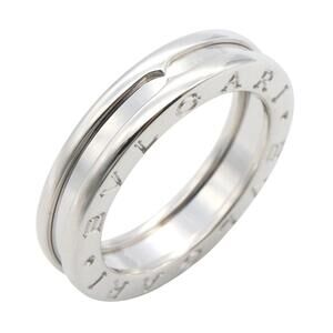 BVLGARI B-zero1 Ring, Single Band, 18K White Gold, Men's and Women's, Silver